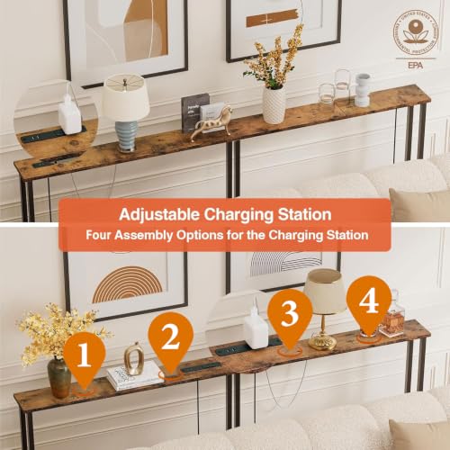 78-Inch Narrow Console Sofa Table with Built-in Power Outlets and USB Ports