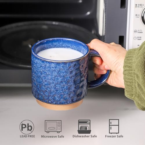 Vivid Blue Nihow 16oz Ceramic Coffee Mug Set of 4 with Stackable Stand