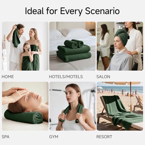 REDKISS 6-Piece Coral Fleece Bath Towel Set - Olive Green