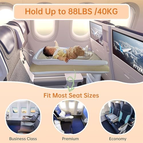 Portable Inflatable Toddler Travel Bed with Safety Belt for Airplane Flights