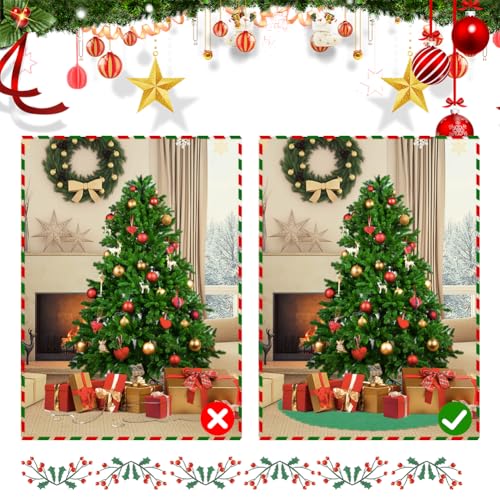 35-Inch Christmas Tree Stand Mat - Non-Slip Waterproof Felt Floor Protector