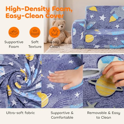 3-in-1 Foldable Kids Couch - Convertible Toddler Chair, Bed & Lounger