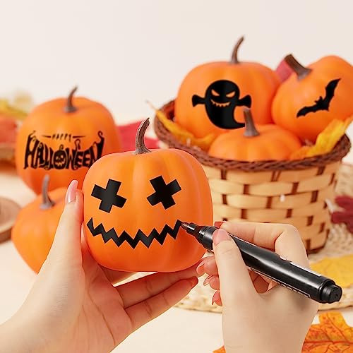 8-Piece Artificial Foam Pumpkin Set for Fall Halloween Thanksgiving Decor