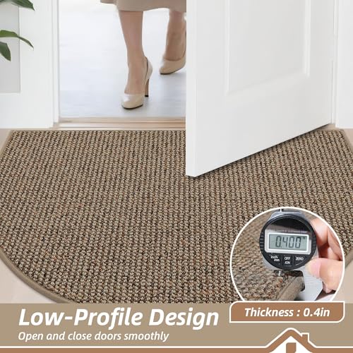 Half Circle Dirt Trapper Indoor Door Mat 17" x 30" - Non-Slip Entryway Rug