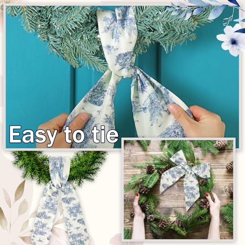 6 Pcs Wreath Sash for Front Door Toile De Jouy French Pattern