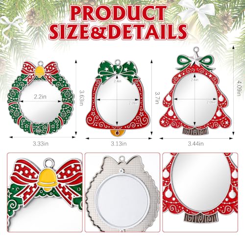 Sliner Christmas Hanging Photo Frame Ornaments - Set of 3, Festive Holiday Decorations