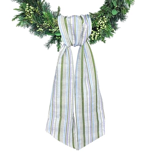 Seersucker Wreath Sash for Front Door Colorful Stripe Garland Ribbon