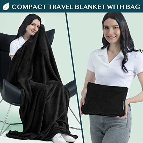 Travel Blanket Pillow 2-in-1 Combo Set - Compact Airplane Blanket, 60x43