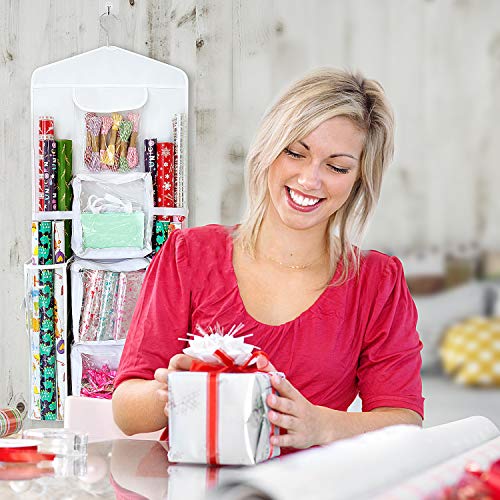 Double-Sided Gift Wrap Organizer Hanging Storage Bag for Wrapping Paper