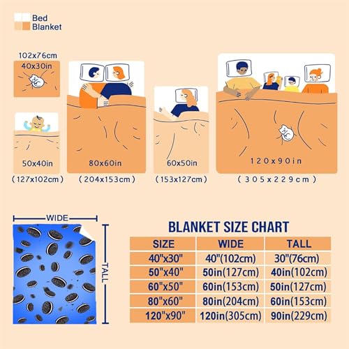 KAWAII BLANKET Chocolate Chip Cookies Food Gift Throw Blanket 50x60 for Teens