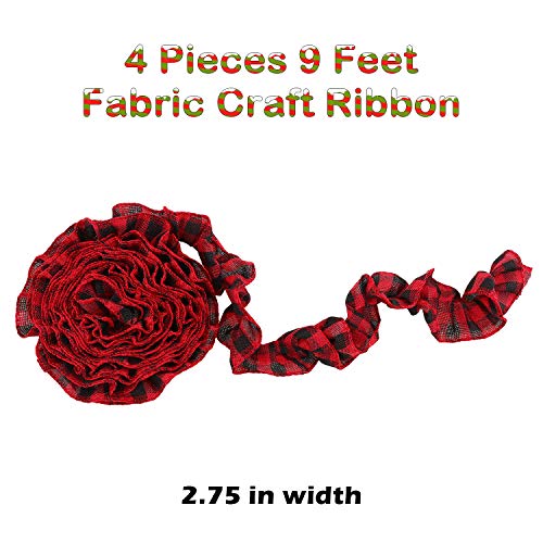 4 Rolls Buffalo Plaid Christmas Garland Ribbon 9ft Rustic Holiday Decor