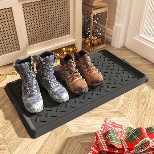 Heavy Duty Rubber Boot Tray - 16x27.5 Inch Waterproof Shoe Mat for Entryway