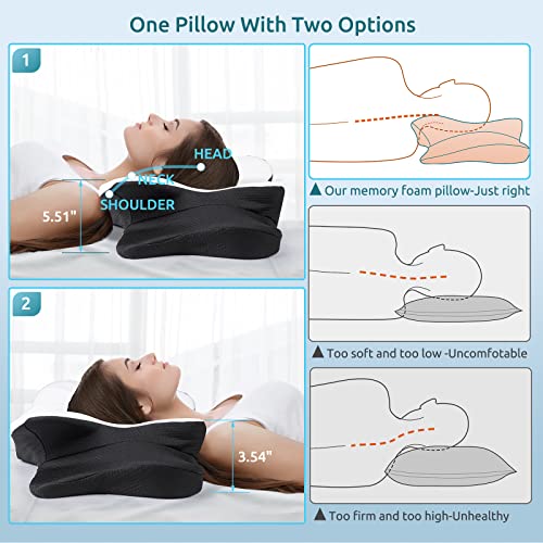 Cervical Pillow for Neck Pain Relief - Contour Memory Foam, Ergonomic Support for All Sleep Positions