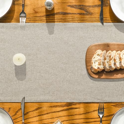 Light Brown Table Runner 13x72 Inch, Washable Fall Dining Table Decor