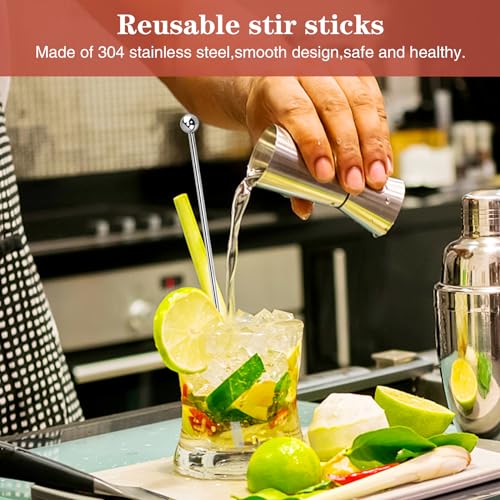 Csdtylh Style 1 15Pcs Metal Coffee Stir Sticks Reusable Stainless Steel Swizzle