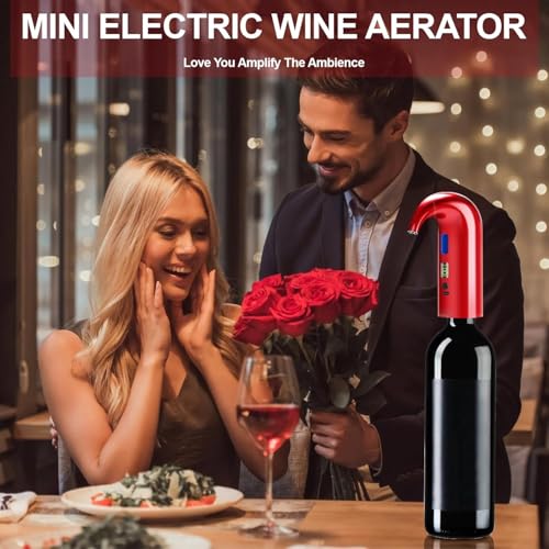 Yoocylii Burgundy Electric Wine Aerator Dispenser – 200ml Auto Pour with LED Display