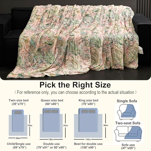 Cooling Floral Print Blanket for Hot Sleepers - Twin Size