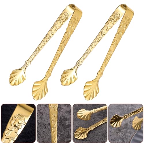 Gold Mini Serving Tongs for Ice, Desserts & Appetizers — 2 Pack
