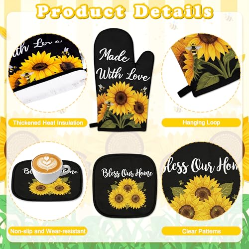 10-Piece Sunflower Kitchen Decor Set: Rugs, Oven Mitts, Towels & Holders