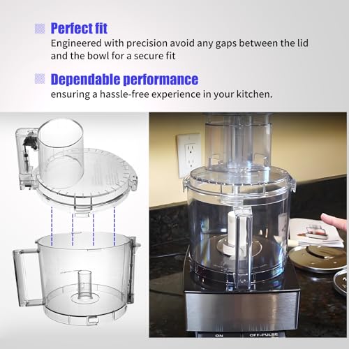 14-Cup Food Processor Replacement Work Bowl Lid, 4-Tab Locking Clear Cover