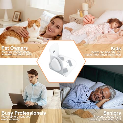 Fitted Bed Sheet Holders for Corners - 4 Pack Heavy-Duty Sheet Grippers