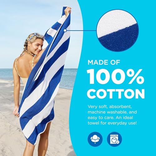 Ben Kaufman Oversized Cabana Striped Cotton Beach Towels - 6 Pack