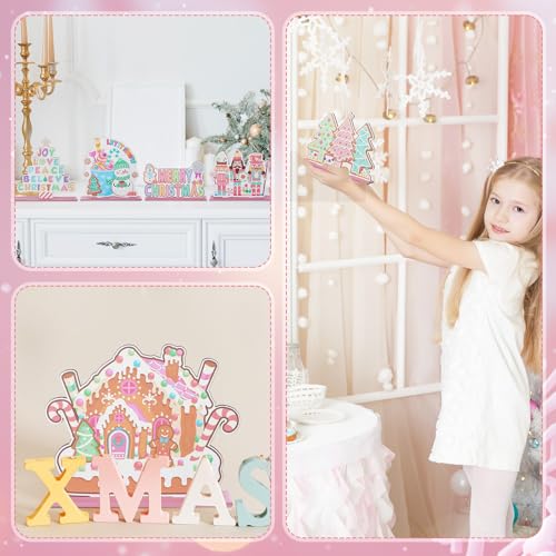 Weysat Christmas Style Pastel Candy Wooden Centerpiece Set - Holiday Decor