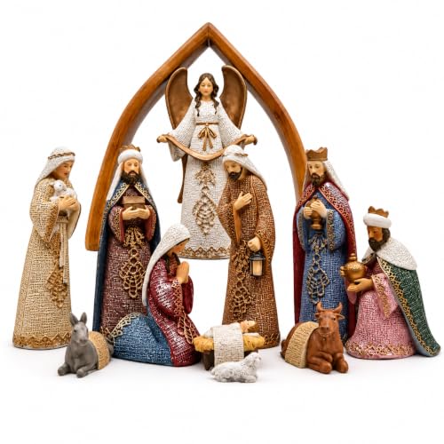 Holy Family Nativity Scene Figurine - 6 Inch Hand-Painted Resin Christmas Decor