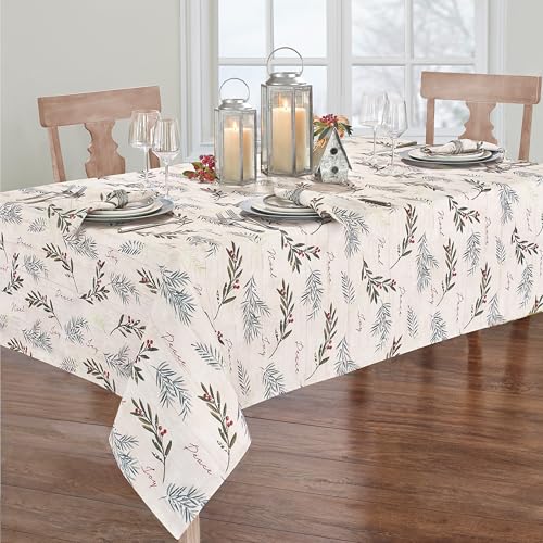 Threadmade Holiday Tree Trimmings Tablecloth, Multicolor - 60" W x