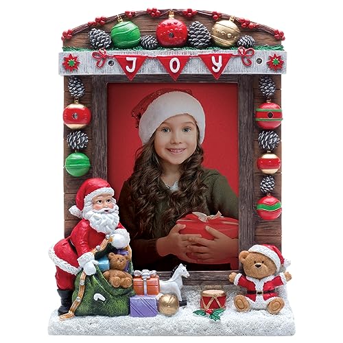 5x7 Santa Christmas Light-Up Resin Photo Frame with Joy Banner