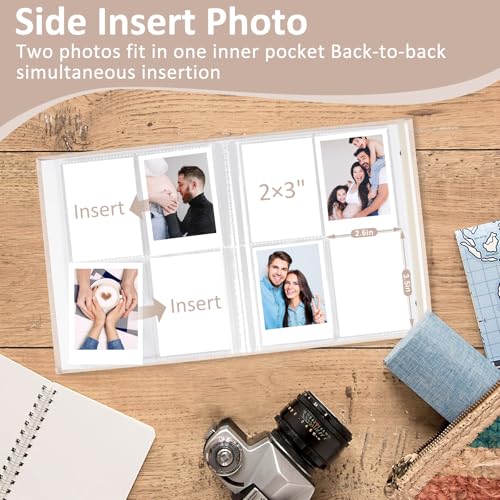 2-Pack 2x3 Inch Mini Photo Album with Linen Cover and Window