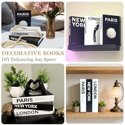 Faux Decorative Book Set of 3, Modern Coffee Table & Shelf Decor Boxes