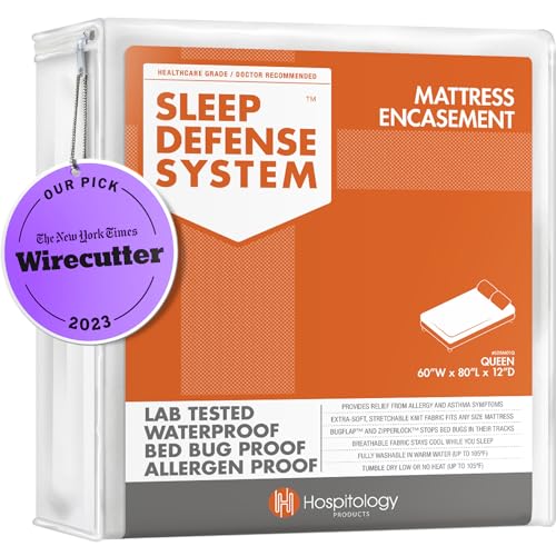 Queen Waterproof Mattress Encasement - Zippered Bed Bug & Dust Mite Cover