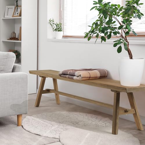 Rustic Solid Wood Bench, 39-inch Farmhouse Dining and Entryway Seat