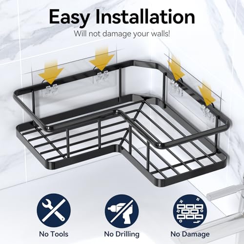 Corner Shower Caddy Adhesive 2 Pack Rustproof Stainless Steel Storage Shelf