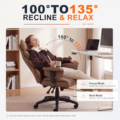 Big and Tall Ergonomic Office Chair with Pocket Spring Cushion and Footrest