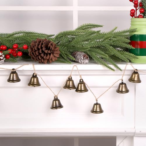 JOICEE 4.6ft Jingle Bell Garland with 12 Antique Bronze Bells
