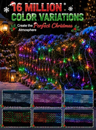 4ft x 12ft Outdoor Smart Christmas Net Lights for Bushes – Lopanbs, Group Control, Bluetooth