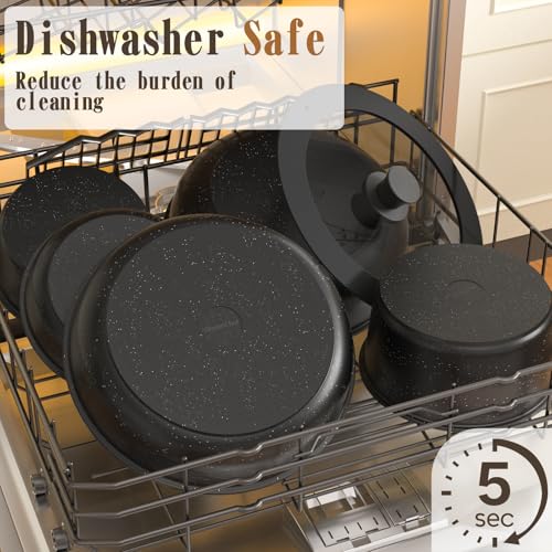 21-Piece Nonstick Cookware Set with Detachable Handle - Ceramic Pots & Pans