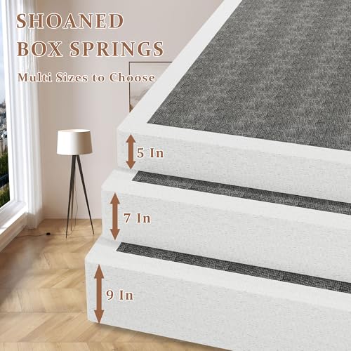 Queen Size 5-Inch Low Profile Metal Box Spring with Washable Fabric Cover