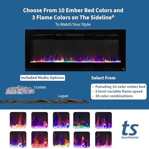 Smart Electric Fireplace 50-Inch Recessed In-Wall Heater with Wi-Fi and Realistic Flame Options
