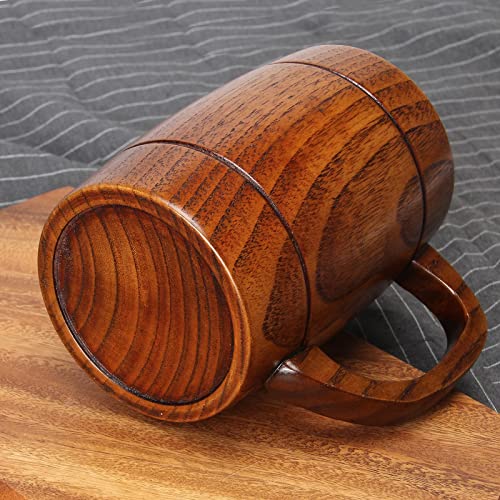 18oz Handmade Wooden Beer Stein Mug - Rustic Viking Tankard for Hot & Cold