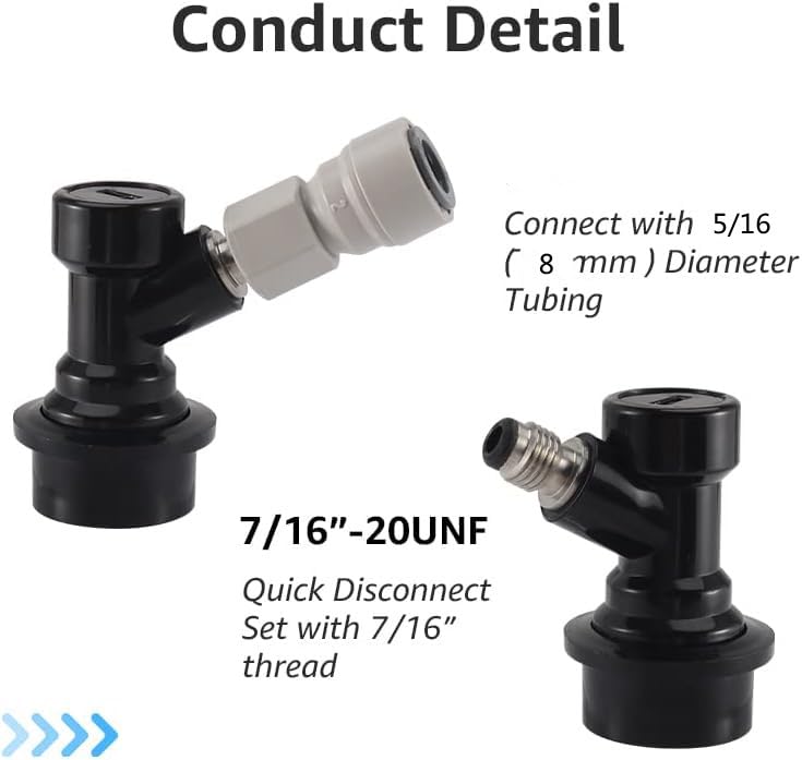 Semfeil Brew Homebrew 6Pcs Ball Lock Quick Disconnect Beer Corny Keg Gas Liquid Dispenser Push-in Fitting Quick Joint Connector for 5/16 8MM Beer Tube Hose