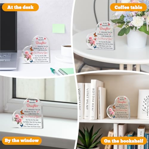 For My Beautiful Daughter Desk Sign – Inspirational Mom Gifts to Daughters Acrylic Plaque (Vadaka) – 10x10 cm