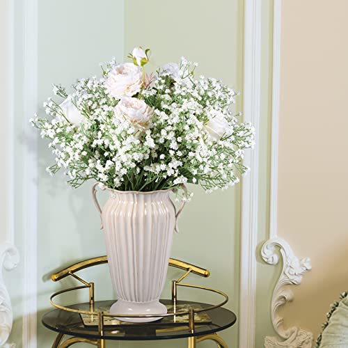White Baby's Breath Artificial Flowers - 21" Real Touch Gypsophila (6 Pack)