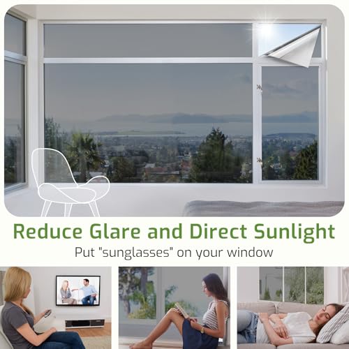 One Way Window Tint Film | Black Silver Privacy & Heat Control, 17.5" x 78.7"
