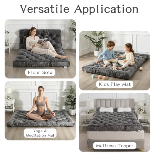 5-Inch Velvet Futon Mattress, Foldable Twin Size Floor Sleeping Pad
