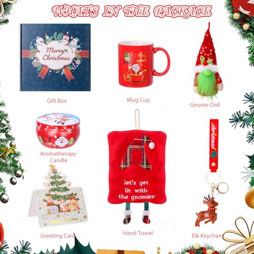 Zeoshow Blue Christmas Gift Set for Men Women Holiday Gift Box with Mug Towel Candle & More