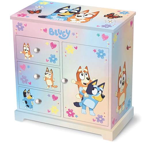 Musical Jewelry Box for Kids with Spinning Figurine and Storage Drawers