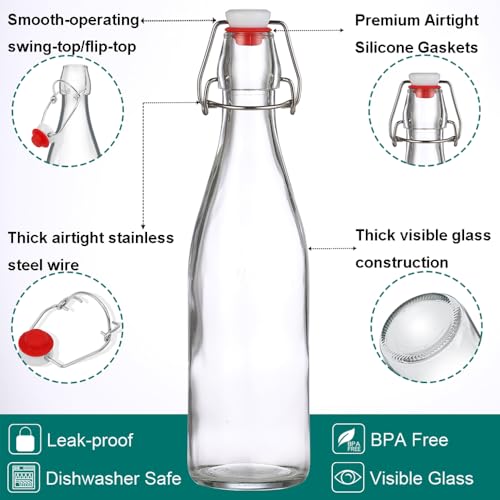 4 Pack 32oz Glass Swing Top Bottles for Fermentation and Brewing